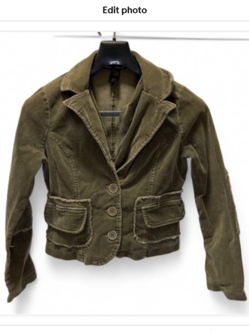 Faith Passion Vintage Y2K Distressed Corduroy Blazer Olive Green Women’s M